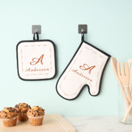 Monogramm Familienname  Ofenhandschuh & Topflappen-Set