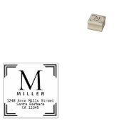 monogramm Familienname Square-Rücksendeadresse Gummistempel (Stempel)