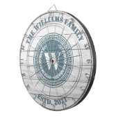 Monogramm Familienname Vintages Wappen Dartscheibe (Vorderseite rechts)