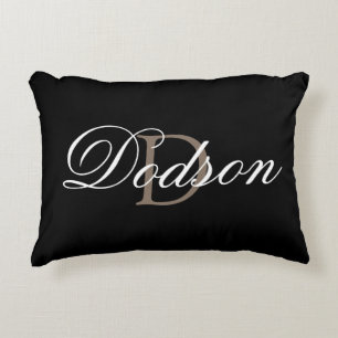 Monogramm-FamiliennameSchwarz-weißes Throw-Kissen Dekokissen