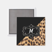 Monogramm-Fancy-Leopardenprint-Magnet Magnet (Vorderseite/Rückseite)