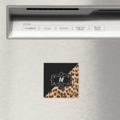 Monogramm-Fancy-Leopardenprint-Magnet Magnet (In Situ (Geschirrspüler))