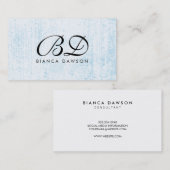 Monogramm Fancy Script Blau Grunge Visitenkarte (Vorne/Hinten)