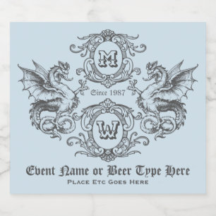 Monogramm-Fantasie-mittelalterlicher Bierflaschenetikett