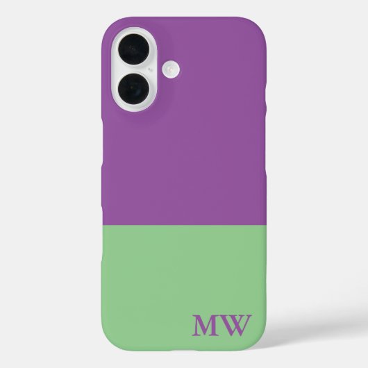 Monogramm Farbblock Lila und Minusgrün Case-Mate iPhone Hülle (Rückseite)