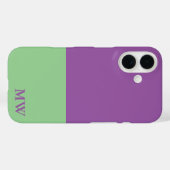 Monogramm Farbblock Lila und Minusgrün Case-Mate iPhone Hülle (Rückseite (Horizontal))