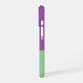 Monogramm Farbblock Lila und Minusgrün iPhone 16 Hülle (Linke Seite)