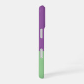 Monogramm Farbblock Lila und Minusgrün iPhone 16 Hülle (Rechte Seite)