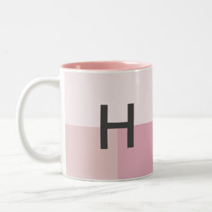 Monogramm-Farbblock-Rosa-Pastell-Blassrosa-Modern Zweifarbige Tasse