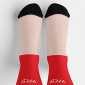 Monogramm Farbblock rot und rosa Moderne zwei Farb Socken (Oben)