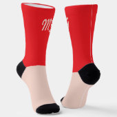 Monogramm Farbblock rot und rosa Moderne zwei Farb Socken (Gewinkelt)
