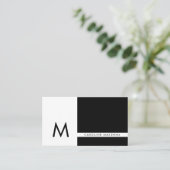 Monogramm Farbblock Schwarz-Weiß-Beruflich Visitenkarte (Stehend Vorderseite)