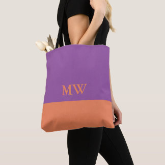 Monogramm-Farbblock-Tasche Purple & Orange Tasche