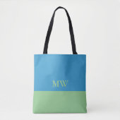 Monogramm-Farbblock-Tasche Sky Blue & Grün Tasche (Vorderseite)