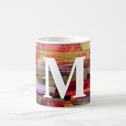 Monogramm farbenfrohe abstrakte Tasse (Mittel)
