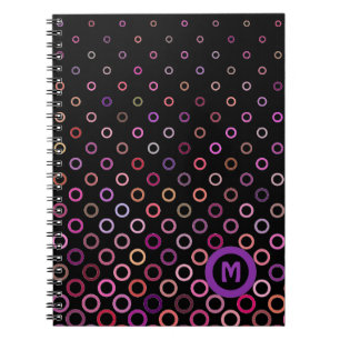 Monogramm farbenfrohe Kreise auf schwarzem Grund Notizblock
