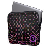 Monogramm farbenfrohe Kreise auf schwarzem Hinterg Laptopschutzhülle (Vorderseite Links)
