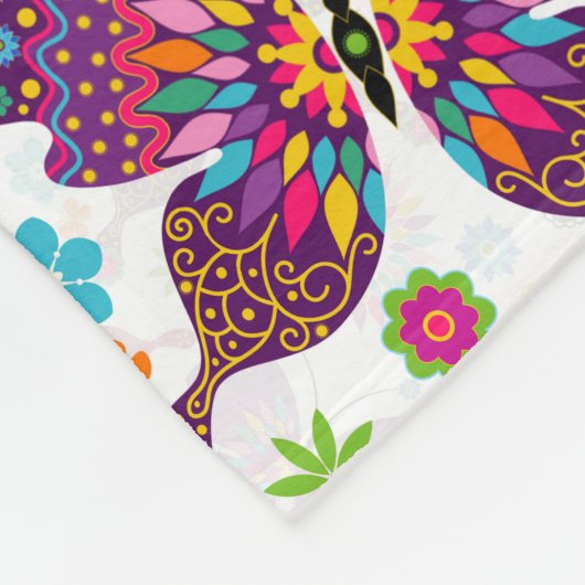 Monogramm-Farbenfrohe Schmetterlinge und Blume-Mus Fleecedecke (Ecke)