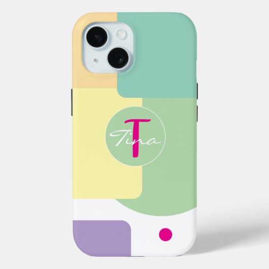 Monogramm farbenfroher Farbblock grün Pink Case-Mate iPhone Hülle (Rückseite)