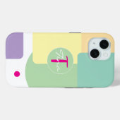 Monogramm farbenfroher Farbblock grün Pink Case-Mate iPhone Hülle (Rückseite (Horizontal))