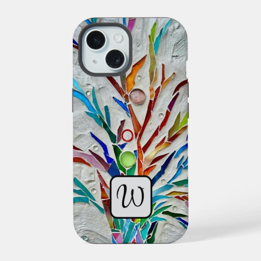 Monogramm Farbig  iPhone 15 Hülle (Rückseite)
