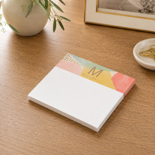 Monogramm farbige Abstrakte Formen Post-It-Notes Post-it Klebezettel