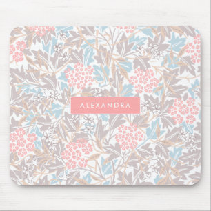 Monogramm Farbige Blumen Modern Vintage Blau Rosa Mousepad
