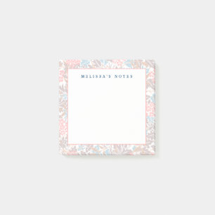 Monogramm Farbige Blumen Modern Vintage Blau Rosa Post-it Klebezettel