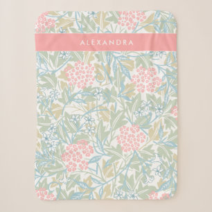 Monogramm Farbige Blumen Modern Vintage Grün Pink Sherpadecke