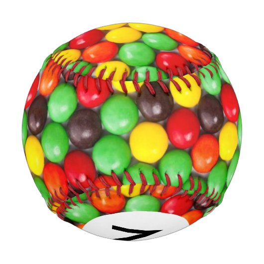 Monogramm Farbige Bonbons Baseball (Rückseite)