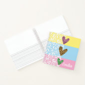 Monogramm Farbige Botanik mit Herz Rosa Blau Notizblock (Innenseite)
