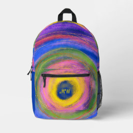 Monogramm Farbige lebendige zentrierende Kreise Bedruckter Rucksack