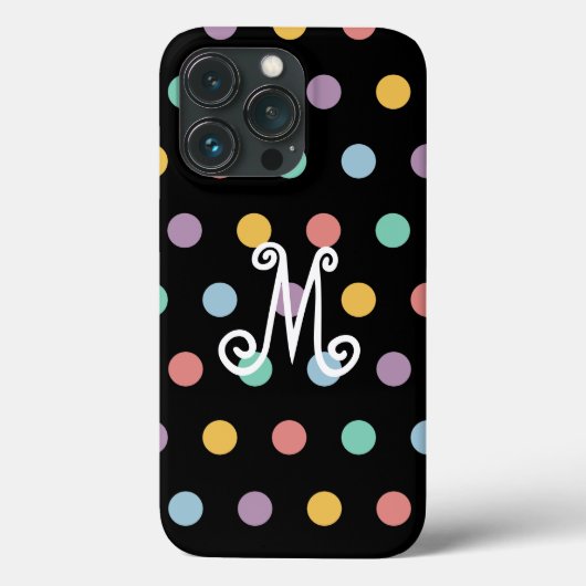 Monogramm farbige Polka-Punkte Case-Mate iPhone Hülle (Rückseite)