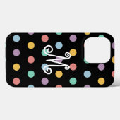Monogramm farbige Polka-Punkte Case-Mate iPhone Hülle (Rückseite (Horizontal))