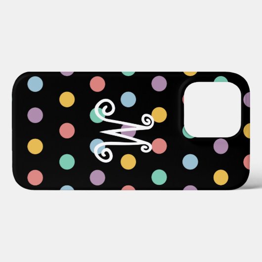 Monogramm farbige Polka-Punkte Case-Mate iPhone Hülle (Rückseite (Horizontal))