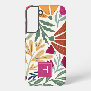 Monogramm Farbige Retro Blumen Boho Samsung Galaxy Hülle