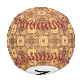 Monogramm Farbige Retro-Muster Hintergrund Baseball (Rückseite)