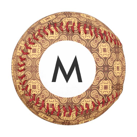 Monogramm Farbige Retro-Muster Hintergrund Baseball (Vorderseite Links)