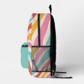 Monogramm Farbige Retro-Wellig gestreift Bedruckter Rucksack (Rechts)