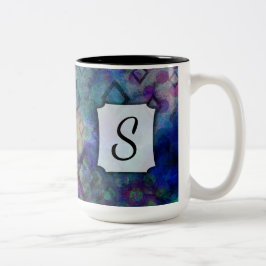 Monogramm, farbige Wasserfarbe Abstrakt mit Diaman Zweifarbige Tasse