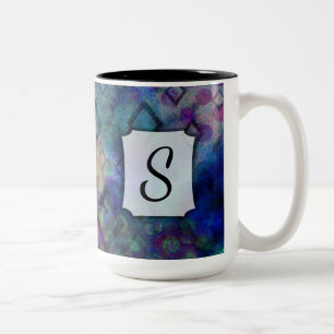 Monogramm, farbige Wasserfarbe Abstrakt mit Diaman Zweifarbige Tasse