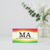 Monogramm | Farbiger digitaler Hintergrund Visitenkarte (Stehend Vorderseite)