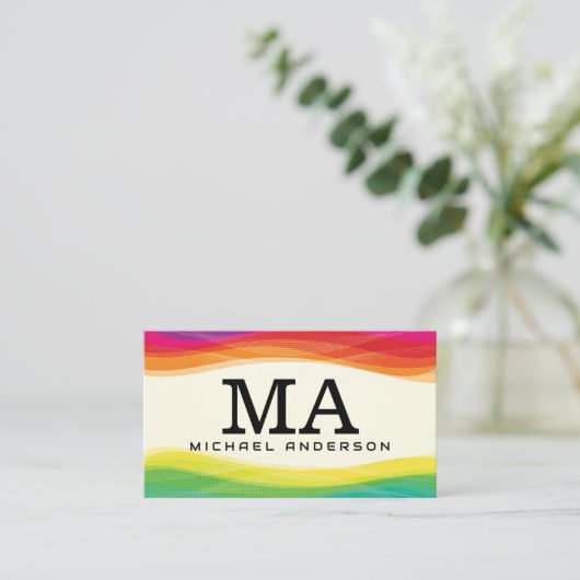 Monogramm | Farbiger digitaler Hintergrund Visitenkarte (Stehend Vorderseite)