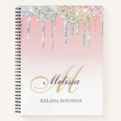 monogramm farbiges Glitzer-Mauspad Notizblock (Vorderseite)