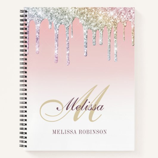 monogramm farbiges Glitzer-Mauspad Notizblock (Vorderseite)