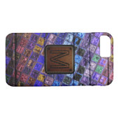 Monogramm farbiges Mosaikmuster Holzschau #17 Case-Mate iPhone Hülle (Rückseite (Horizontal))