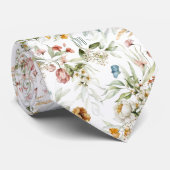 Monogramm farbiges Muster der Blüte auf weißem Nac Krawatte (Gerollt)