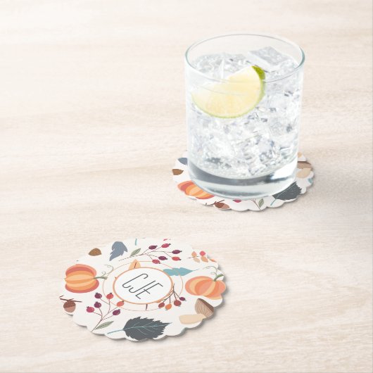 Monogramm, farbiges Muster im Herbst Untersetzer (Vor Ort)