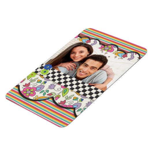 Monogramm Farbiges Personalisiertes Foto Magnet (Linke Seite)