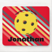 Monogramm farbiges Pickleball gestreift Rot Mousepad (Vorne)
